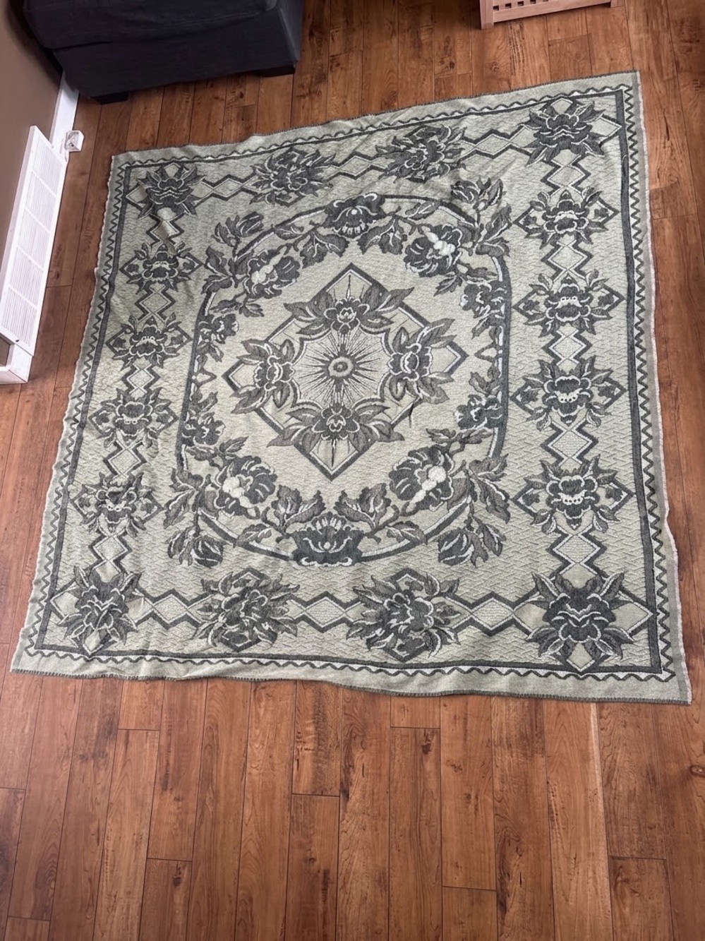 Vintage floral tapestry throw blanket or rug
